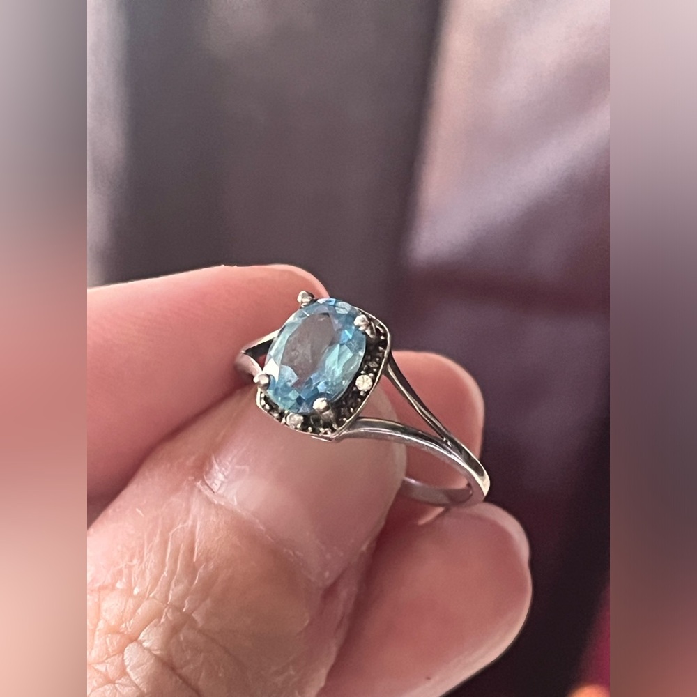 Blue Topaz & Silver - Size 7 Ring